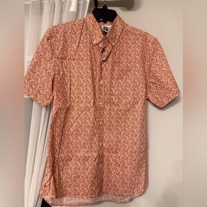 Men's Short-Sleeve Paisley Button-Down Shirt - Rust